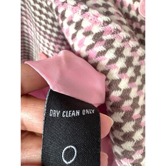 Pink Houndstooth Peacoat Jacket Women’s 14 Double Breasted Retro Y2K Mod - Picture 7 of 10